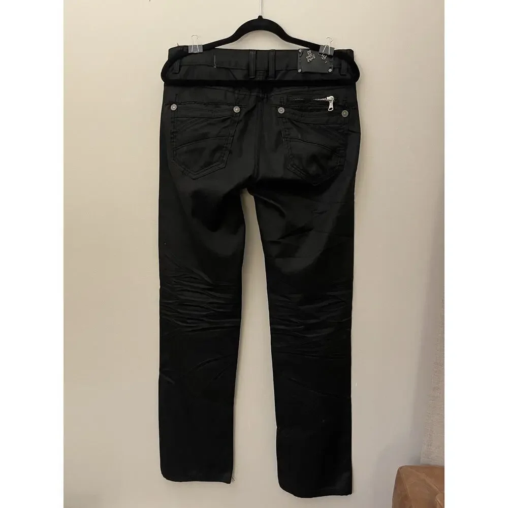Young Republic Men's Black Straight Jeans Cotton Polyester Denim Logo Zipper